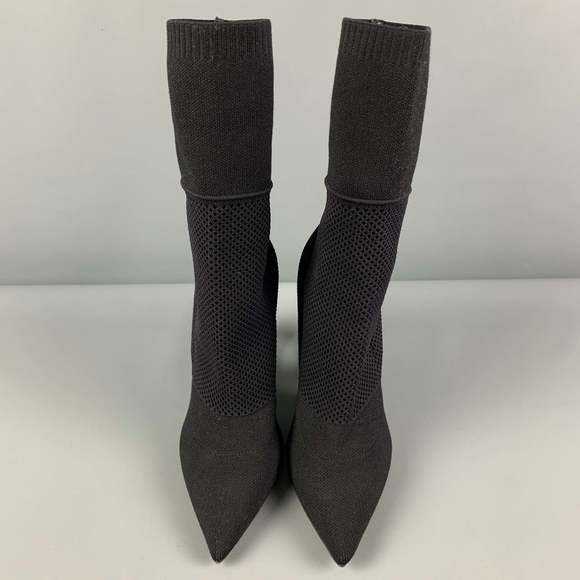 BURBERRY Black Nylon Knitted Pointed Toe Boots - Picture 4 of 7